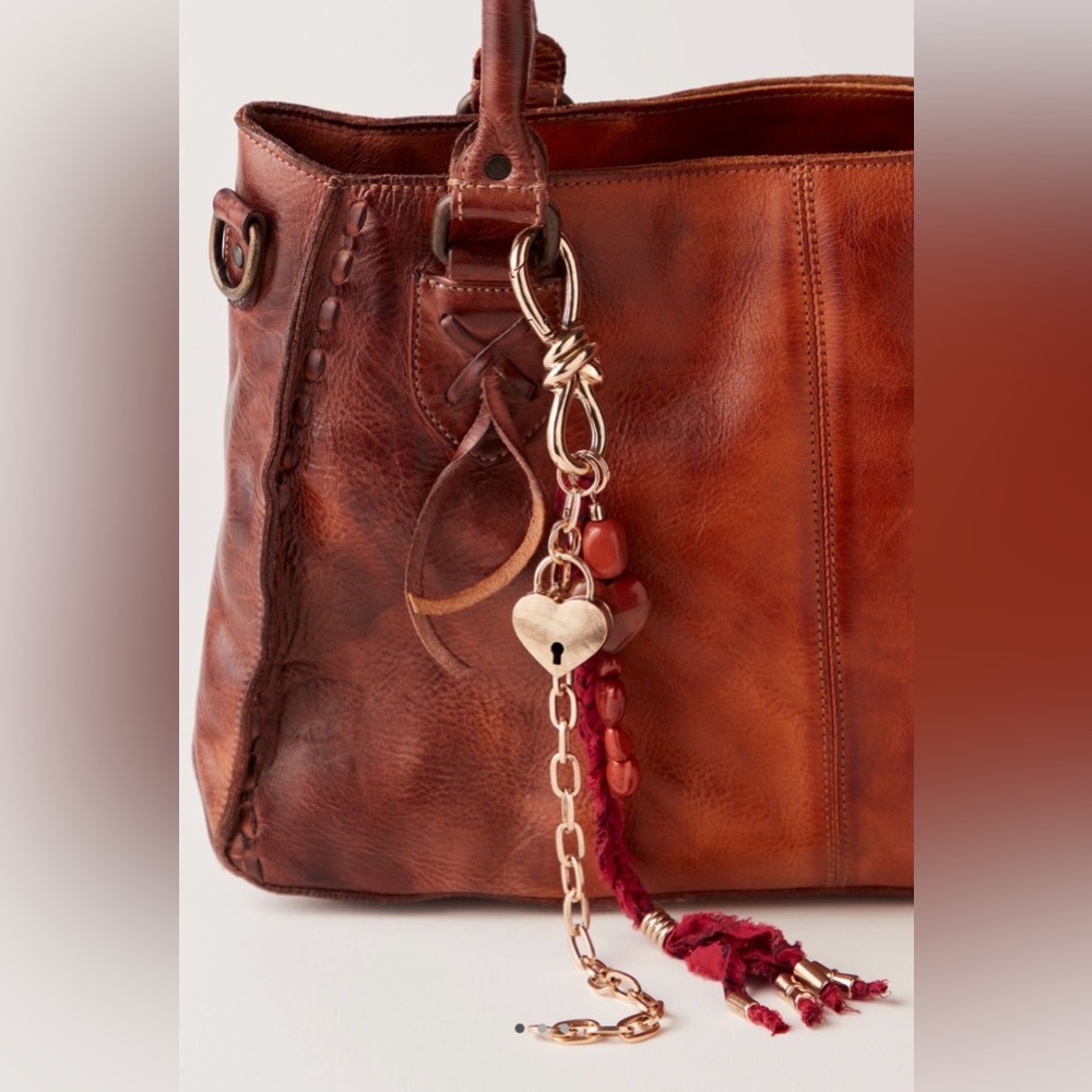 NWT Free People Semi Precious Charmed Strand Bag Charm Hearts ♥️ New